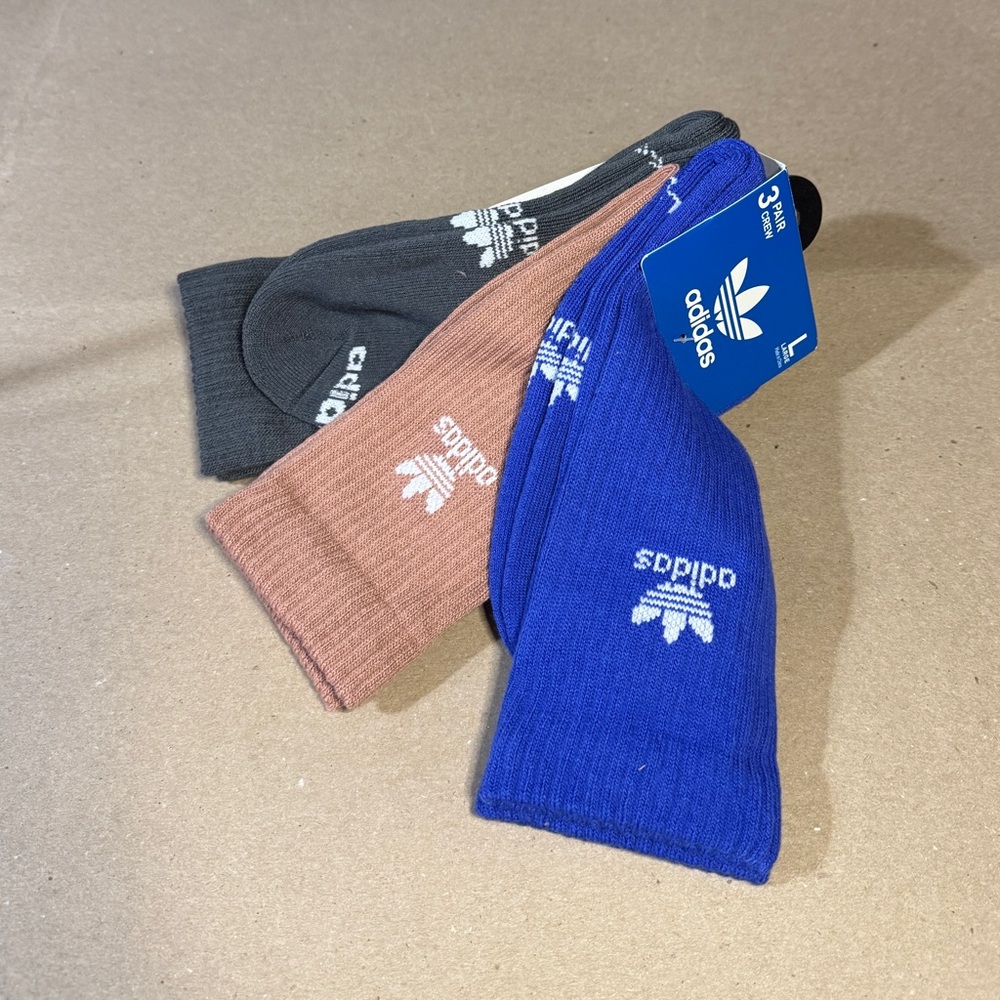 adidas Originals Men's Color Wash Crew Socks - 3 Pack Large 02997